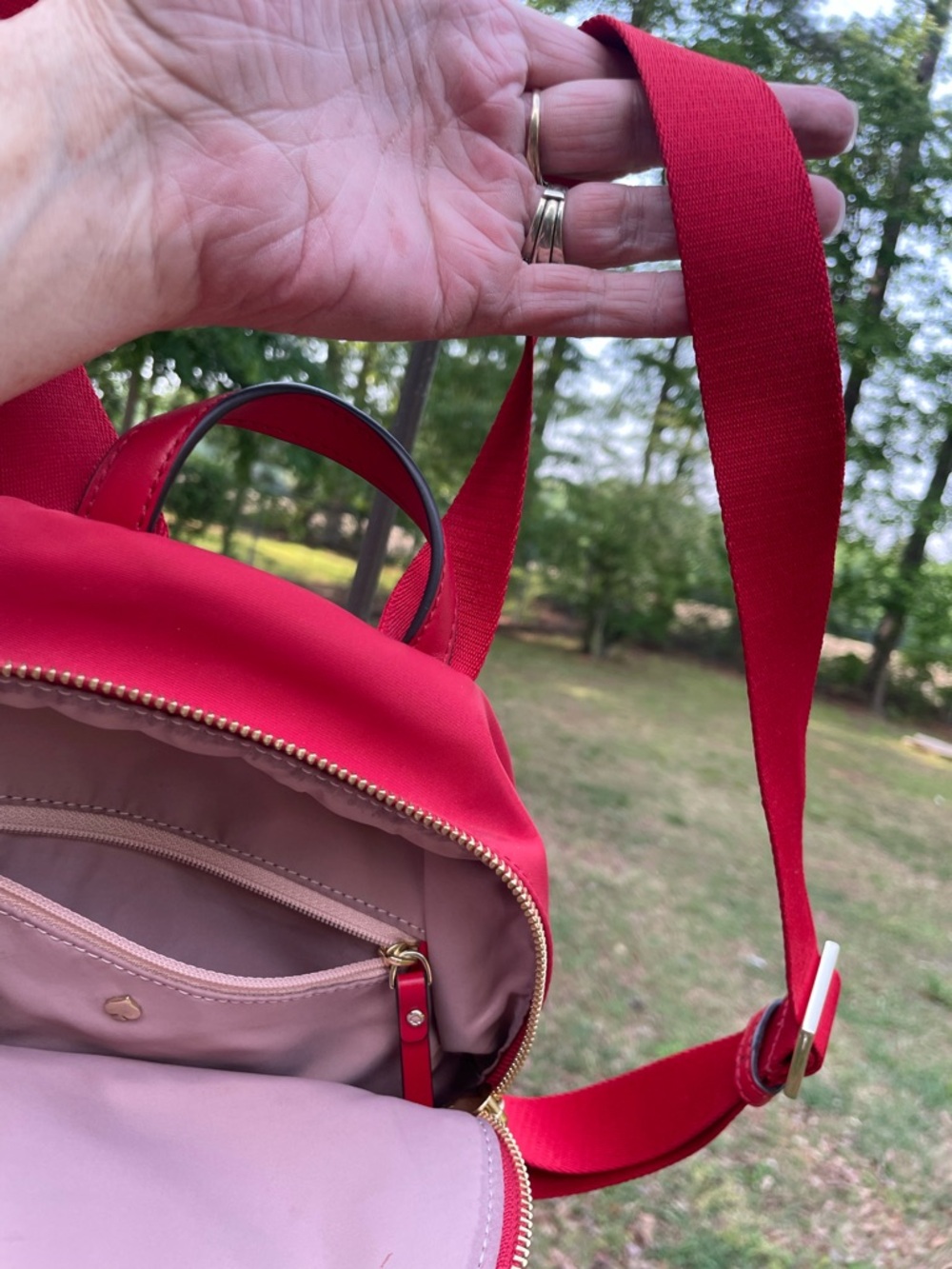 kate spade Red Nylon Mini Backpack with Gold Hardware - Picture 9 of 14